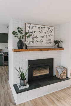 How to refinish painted red brick fireplace