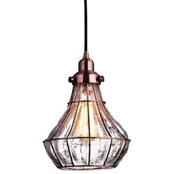 Antique copper cracked glass vintage industrial ceiling lamp light