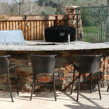 Travertine Patio with Outdoor Kitchen