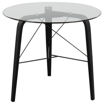 Trilogy Round Dinette Table, Black Wood, Clear Glass