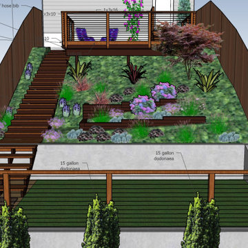 A Steeply Sloped Backyard is Transformed Into a Multi-Level Entertainment Venue