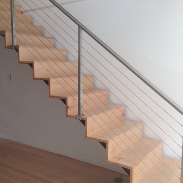 Cable railing and custom interior staircase