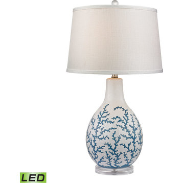 Sixpenny Blue Coral Table Lamp - Pale Blue,White, LED