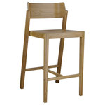 OSIDEA USA Inc. - The 100 Counter Stool, 25.5" Seat Height, Oak - This stackable counter stool will fit well in commercial and residential spaces alike. Its curved open back give a comfortable and unique aesthetic touch, allowing one to easily pick up this chair and neatly stack it away.