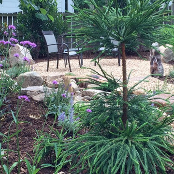 Gravel seating area.