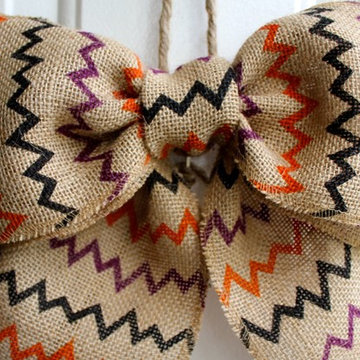 Chevron Burlap Bow for Chalkboard Sign