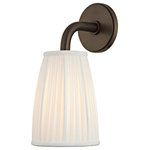 Hudson Valley Lighting - Malden, 1 Light, Wall Sconce, Distressed Bronze Finish, White Fabric - Our Malden family's all about the shade and the shape. The shades are large with a unique gentle curve. Their delicate pleats contrast with weighty tubing for the rest of the fixture.