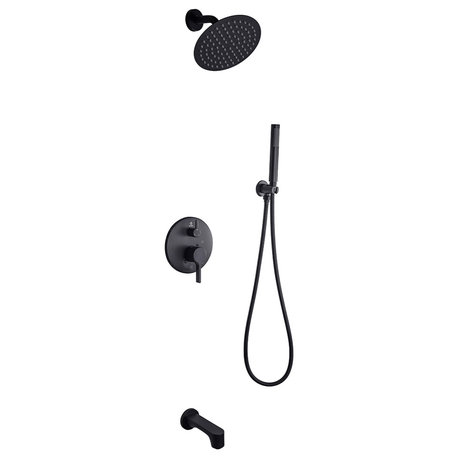 Salamonio Stainless Steel Round Shower Set, Matte Black