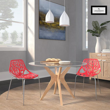 Leisuremod Modern Asbury Dining Chair W/ Chromed Legs, Set Of 2 Ac16R2