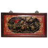 Chinese Vintage Opera Battle Scenery Decorative Wooden Panel