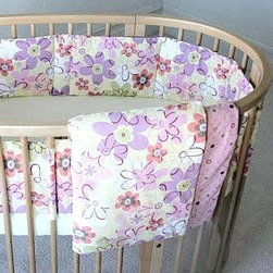 Pink Retro Flower Stokke 5 Pc Crib Set by Gustav Maxwell - Baby Bedding