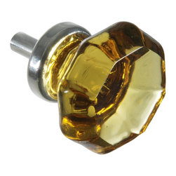 CKP - CKP Elegance Knob, Amber Glass, Nickel Base - Cabinet And Drawer Knobs
