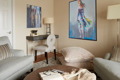 Example of a transitional family room design in Chicago