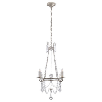 Sharon Small Chandelier in Burnished Silver Leaf with Crystal Trim