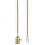 Aspen Creative Corporation - 21007-3, 1-Light Plug-in Hanging Socket Pendant Fixture, Polished Brass Socket - Aspen Creative is dedicated to offering a wide assortment of attractive and well-priced portable lamps, kitchen pendants, vanity wall fixtures, outdoor lighting fixtures, lamp shades, and lamp accessories. We have in-house designers that follow current trends and develop cool new products to meet those trends. Product Detail