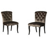 GDF Studio Hallie Tufted Gray New Velvet Armless Dining Chairs, Set of 2