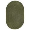 3'x5' Oval (3x5) Rug, Dark Sage (Green) Solid Carpet Braided