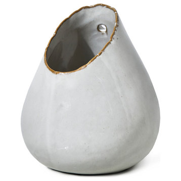 Glazed Ceramic Hi-Low Vase, Set of 2, 5" Tall