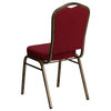 Hercules Series Crown Back Stacking Banquet Chair, Burgundy Fabric, Gold Vein