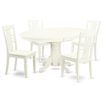East West Furniture Avon 5-piece Wood Dining Table and Chairs in Linen White