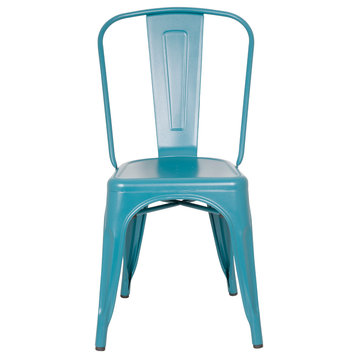 Highland Commercial Grade Metal Dining Chair, Frosted Teal (Set of 4)