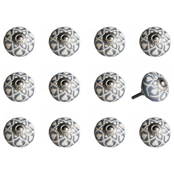 1.5"x1.5"x1.5" Gray Cream and Silver Knobs 12-Pack