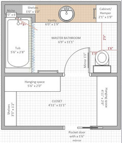 Need help with bathroom layout to maximize closet and storage!