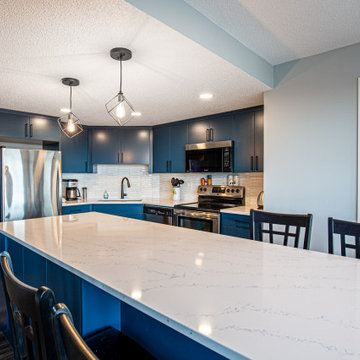 Blue Kitchen and Condo Renovation