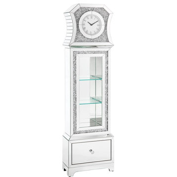 ACME Noralie Grandfather Clock in Mirrored & Faux Diamonds