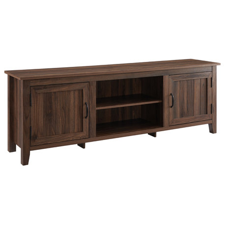 70" Modern Farmhouse Wood TV Stand, Dark Walnut