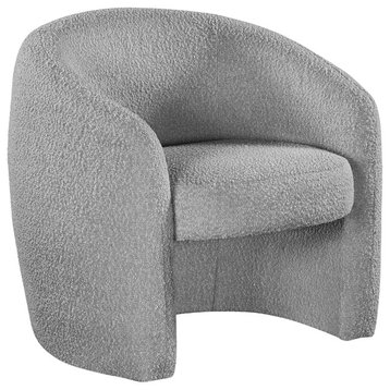 Acadia Boucle Fabric Upholstered Accent Chair, Grey