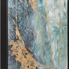 HOWARD ELLIOTT Wall Art Ocean Wave Abstract Metallic Gold Leaf Teal