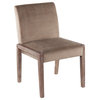 Carmen Chair, Set of 2, White Washed Wood, Crushed Light Brown Velvet