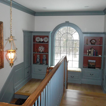 Grant MN Enameled cabinets in 18th century colors Wainscoting panels
