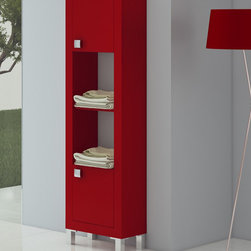 Macral Bella 17 and 3/4 inches. bathroom linen cabinet. Red matt lacquered. - Bathroom Cabinets