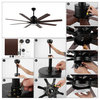 Octo 66" Industrial 6 Speed Cieling Fan, LED, App/Remote, Black/Dark Brown Wood"