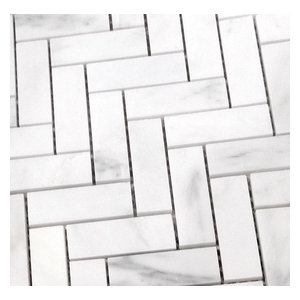 tile carrara venato marble mosaic herringbone sample