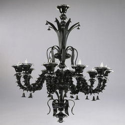 Gisele Black Glass Chandelier - Chandeliers