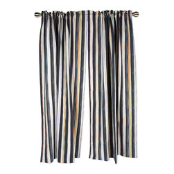 Courtly Stripe Linen Curtain Panel | MacKenzie-Childs - Curtains