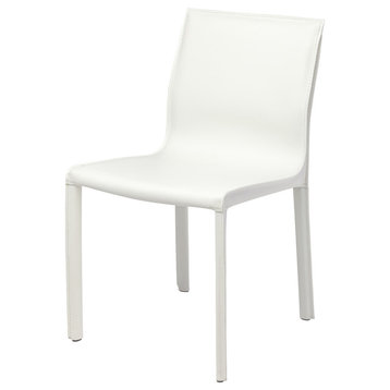 Colter Leather Covered Dining Chair, White