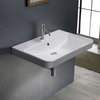 Rectangle White Ceramic Wall Mounted or Drop In Sink, Three Hole