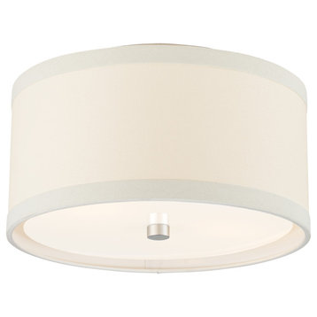 Walker Small Flush Mount in Burnished Silver Leaf with Cream Linen Shade