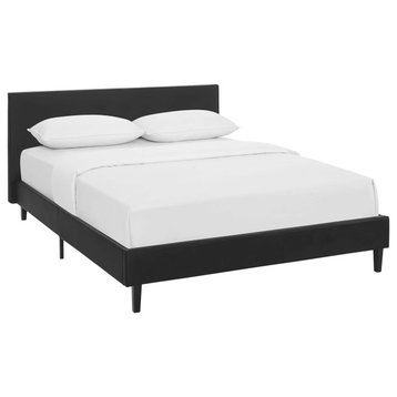 Anya Full Faux Leather Bed, Black