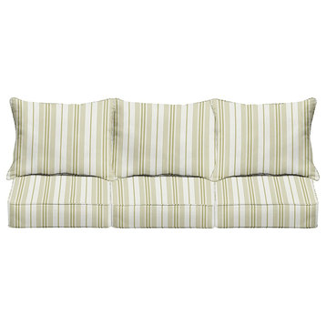 Patio Sofa Cushion, Comfortable Seat & Back Cushions With Green Striped Pattern