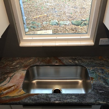 Louise Blue Exotic Granite & Wellborn Cabinetry Kitchen