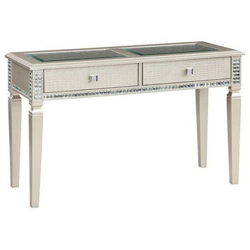 Rectangle Sofa Table with 2 Drawers in Silver