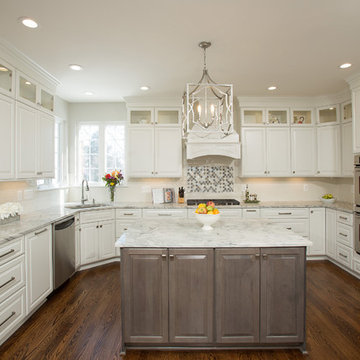Kitchen Update Done in a Painted White and Stone Stain on Maple