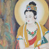 Handpainted Kwan Yin Bodhisattva Watercolor Scroll Painting Hcs1469