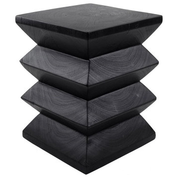 New Pacific Direct Elsie Solid Trembesi Wood Side/End Table in Black