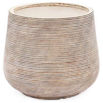 Distressed Tan MgO Tapered Round Planter